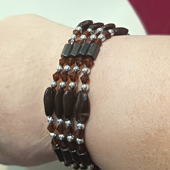 Palm Beach Jewelry Magnetic Hematite Wrap Fashion Bracelet Vintage 90s - Picture 7 of 7